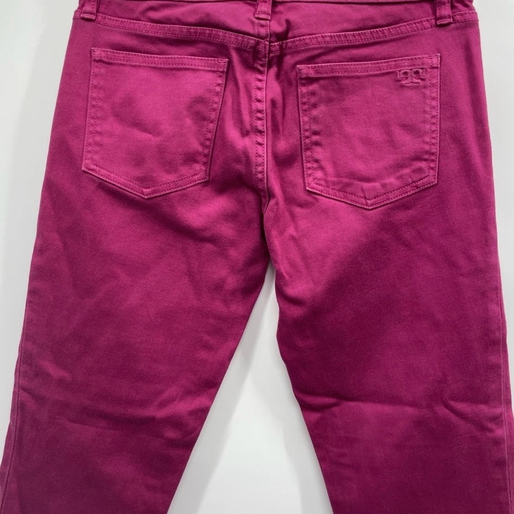 Tory Burch Women's Alexa Cropped Skinny Magenta 
5 Pockets Jeans Pants Size 31 - Picture 2 of 7